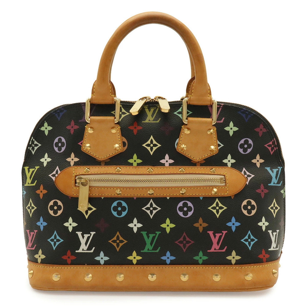 Louis Vuitton Monogram Multicolor Alma Top Handle Bag Canvas Leather Noir Black